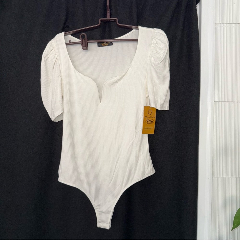 White Ribbed Bodysuit
